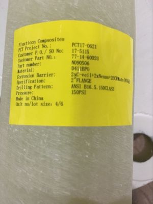 150F Flanche de FRP à joints spécialement conçue pour les joints EPDM Flanche renforcée de fibres de joints